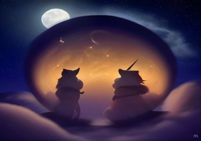 无颜之月成人动漫封面风格图，日式动漫画风，月夜背景，蓝紫色调